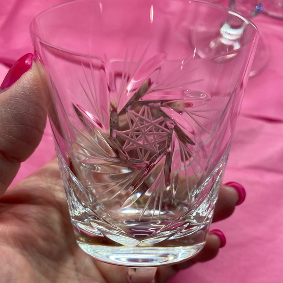 SET OF 5 EUC VTG CSOPAK BY AJKA PINWHEEL & FAN DESIGN CRYSTAL CLARET WINE GLASS - Picture 7 of 11